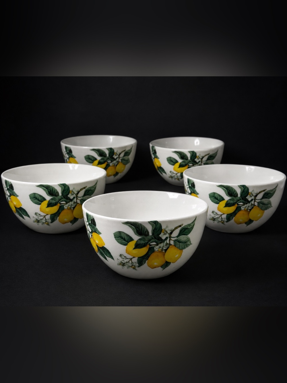 Set of 5 Royal Norfolk Lemons Tuscany Greenbrier Cereal Soup Bowls – 5.5”